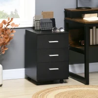 Vinsetto Mobile Filing Cabinet with Wheels, 3 Drawer File Cabinet with Lock and Keys for Home Office, Black(m-1)