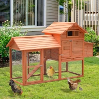 PawHut 82" Deluxe Chicken Coop Wooden Hen House Rabbit Hutch Poultry Cage Pen Backyard with Run and Nesting Box(m-8)