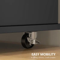 HOMCOM Kitchen Island on Wheels, Kitchen Cart with Drop Leaf, Drawers, Black(m-7)