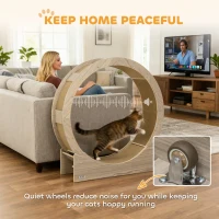 PawHut 36" Cat Wheel for Indoor Cats with Brake, Scratching Pads, Walnut(m-9)
