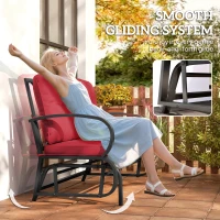 Outsunny 2-Person Outdoor Glider Chair, Patio Double Rocking Loveseat with Steel Frame and Cushions for Backyard, Garden and Porch, Red(m-4)