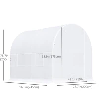 Outsunny 8.2x6.6x6.6ft Walk-in Tunnel Greenhouse Portable Garden Plant Growing Warm House with Door and Ventilation Window, White(m-3)