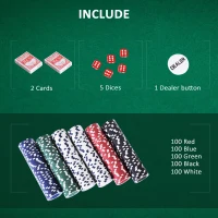 Soozier High Quality 11.5 gram Poker Chips Set with Silver Aluminum Case, 500 Striped Dice 2 Decks of Cards(m-5)