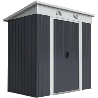 Outsunny 6' x 4' Outdoor Storage Shed, Metal Garden Tool Storage House Organizer with Lockable Sliding Doors and Vents for Backyard Patio Lawn, Charcoal Grey(m-11)