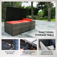 Outsunny 6 Pieces Wicker Patio Furniture Set with Cushions, 7-Seater Rattan Patio Sofa Set with Storage Table, Orange(m-7)