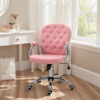 Vinsetto Office Chair, Computer Desk Chair with Adjustable Height and Tufted Back, Pink(m-10)