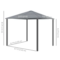 Outsunny 10 x 10 ft Hard Top Gazebo Canopy Heavy Duty Shelter Sun Shade w/ Curtain Beige, Coffee(m-3)