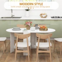 HOMCOM Oval Folding Dining Table, Space Saving Drop Leaf Kitchen Table for Dining Room, Living Room, Distressed White(m-5)