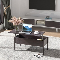 HOMCOM 39" Modern Lift Top Coffee Table with Hidden Storage Compartment, Center Table for Living Room, Coffee