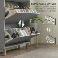 HOMCOM Entryway Shoe Storage Small Modern Flip-Flop Shoe Cabinet with 3 Flip Drawers Adjustable Shelves for 24 Pairs of Shoes, Grey(m-6)