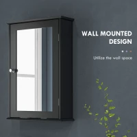 kleankin Bathroom Mirror Cabinet, Wall Mounted Medicine Cabinet with Door and Shelves, Black(m-4)
