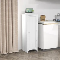 HOMCOM 48" Kitchen Pantry Storage Cabinet, Single Door Kitchen Cabinet with 4 Tier Shelving and Adjustable Shelves, White(m-1)