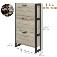 HOMCOM Shoe Cabinet with 3 Flip Drawer, Narrow Slim Shoe Storage Cabinet for 15 Pairs, Walnut(m-3)