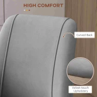 HOMCOM Upholstered Dining Chairs Set of 4, Velvet Accent Chair with Back and Wood-grain Steel Leg for Kitchen, Grey(m-5)