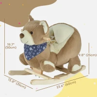 Qaba Baby Rocking Horse Bear Design Plush Stuffed Rocking Chair, Wooden Rocking Horse with Sound, Seat Belt for Boys and Girls Gift, Brown(m-3)