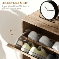 HOMCOM Shoe Storage Cabinet with 3 Flip Drawers, Narrow and Slim, 12 Pair of Shoes Organizer for Hallway, Entryway, Oak(m-5)