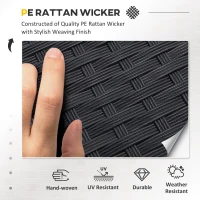 Outsunny 4 Pieces Wicker Patio Furniture Set with Thick Cushions, Outdoor PE Rattan Conversation Sofa Set with Glass Top Table & Extra Wide Seat, Sky Blue(m-4)