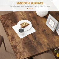 HOMCOM Extendable Dining Table, Collapsible Folding Table w/ 2-tier Shelves and Rolling Casters, Rustic Brown(m-7)