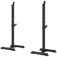 Soozier Adjustable Stable Power Squat Stand Portable 2 Bars Barbell Holder Weight Rack Black(m-11)