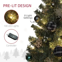 HOMCOM 5ft Artificial Prelit Christmas Tree with 150 Warm White LED Lights, Xmas Tree for Home Office Holiday(m-5)