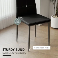 HOMCOM Set of 6 Button Tufted Back Side Chairs with Upholstered Seat, Steel Legs for Living Room, Kitchen, Bedroom, Black(m-6)