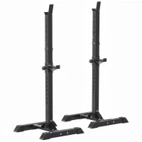 Soozier Adjustable Stable Power Squat Stand Portable 2 Bars Barbell Holder Weight Rack Black(m-2)
