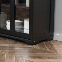 HOMCOM Modern Kitchen Sideboard, Stackable Storage Cabinet, Sliding Glass Door Console, Cupboard Serving Buffet for Kitchen & Dining Room, Black(m-10)