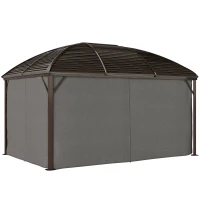 Outsunny 10' x 13' Hardtop Gazebo Aluminum Outdoor Canopy with Mesh Nettings, Curtains, Dark Grey(m-2)