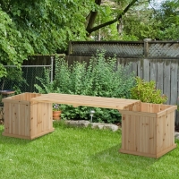 Outsunny Garden Planter with Raised Garden Bed Bench for Patio Park, 69.25" x 15" x 15.75", Natural