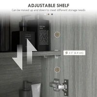 HOMCOM Wall Mount Mirrored Medicine Cabinet, Bathroom Mirror Cabinet with Adjustable Shelf, Double Soft Closing Doors, Grey(m-5)
