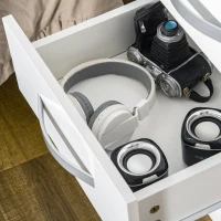 HOMCOM Modern Nightstand Set of 2, Bedside Tables with 3 High Gloss Drawers for Bedroom, White(m-10)