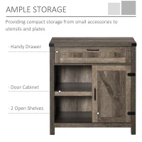 HOMCOM Rustic Barn Door Storage Cabinet Modern Farmhouse Buffet Sideboard for Kitchen & Dining Room  Dark Oak(m-4)