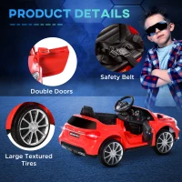 Aosom 6V Kids Licensed Ride On Car Toy Battery Powered High/Low Speed with Headlight Music and Remote Control Red(m-9)