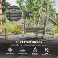 Outsunny Rattan Rocking Chair, Outdoor Wicker Patio Rocker Chair Furniture with Thick Cushions, for Garden Backyard Porch, Khaki(m-5)