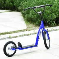 Aosom Kids Scooter with Adjustable Handlebar, Youth Kick Scooter with Dual Brakes, Inflatable Wheels, for Age 5+, Blue(m-8)
