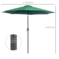 Outsunny 10' x 8' Round Market Umbrella, Patio Umbrella with Crank Handle and Tilt, Outdoor Parasol for Garden, Bench, Lawn, Green(m-3)