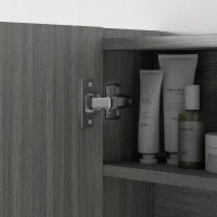 HOMCOM Wall Mount Mirrored Medicine Cabinet, Bathroom Mirror Cabinet with Adjustable Shelf, Double Soft Closing Doors, Grey(m-10)