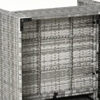 Outsunny 4 Pieces Patio Wicker Sofa Set, Outdoor PE Rattan Extra Wide Seat Conversation Furniture w/ Tempered Glass Table-top & Thick Padded Cushion for Garden, Backyard, Lawn, Mixed Grey(m-9)