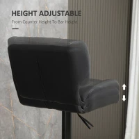HOMCOM Swivel PU Leather Barstools Set of 2 Adjustable Bar Stools with Footrest Back for Kitchen Counter Dining Room Black(m-5)