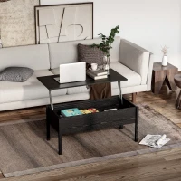 HOMCOM 39" Modern Lift Top Coffee Table with Hidden Storage Compartment, Center Table for Living Room, Black(m-8)