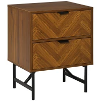 HOMCOM Bedside Table, Nightstand for Bedroom, End Side Table Dresser Storage with 2 Drawers, Walnut Brown(m-2)