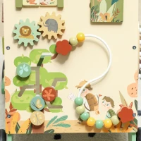 Qaba Wooden Baby Walker, Push Along Walker Toys with Speed Control, Xylophone, gears and Bead Maze, Green(m-7)