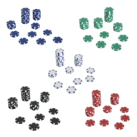 Soozier High Quality 11.5 gram Poker Chips Set with Silver Aluminum Case, 500 Striped Dice 2 Decks of Cards(m-10)