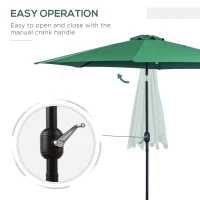 Outsunny 10' x 8' Round Market Umbrella, Patio Umbrella with Crank Handle and Tilt, Outdoor Parasol for Garden, Bench, Lawn, Green(m-5)