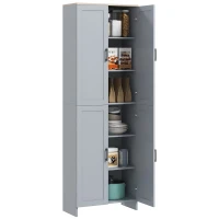 HOMCOM 67" 4-Door Kitchen Pantry Cabinet, Freestanding Storage Cabinet Cupboard with Adjustable Shelves, Grey(m-11)