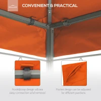 Outsunny 10' x 10' Square Gazebo Canopy Replacement UV Protected Top Cover Sun Shade Orange(m-7)