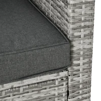 Outsunny 4 Pieces Patio Wicker Sofa Set, Outdoor PE Rattan Extra Wide Seat Conversation Furniture w/ Tempered Glass Table-top & Thick Padded Cushion for Garden, Backyard, Lawn, Mixed Grey(m-10)