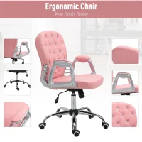 Vinsetto Office Chair, Computer Desk Chair with Adjustable Height and Tufted Back, Pink(m-6)