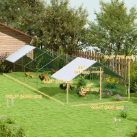 PawHut Metal Chicken Coop with Water- and UV-Protection Cover for Backyard Hen, Duck, Rabbit, 9.8' x 32.8' x 6.4'(m-3)