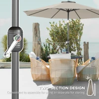 Outsunny 10' x 8' Round Market Umbrella, Patio Umbrella with Crank Handle and Tilt, Outdoor Parasol for Garden, Bench, Lawn, Light Grey(m-6)